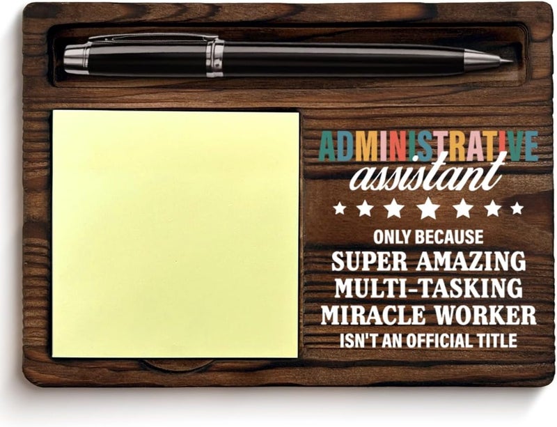 QODMGD Administrative Assistant Gifts for Women Men, Thank You Gift for Admin Assistants Secretary Miracle Worker, Administrative Assistant Sticky Note Holder for Office Desk Decor - Image 1